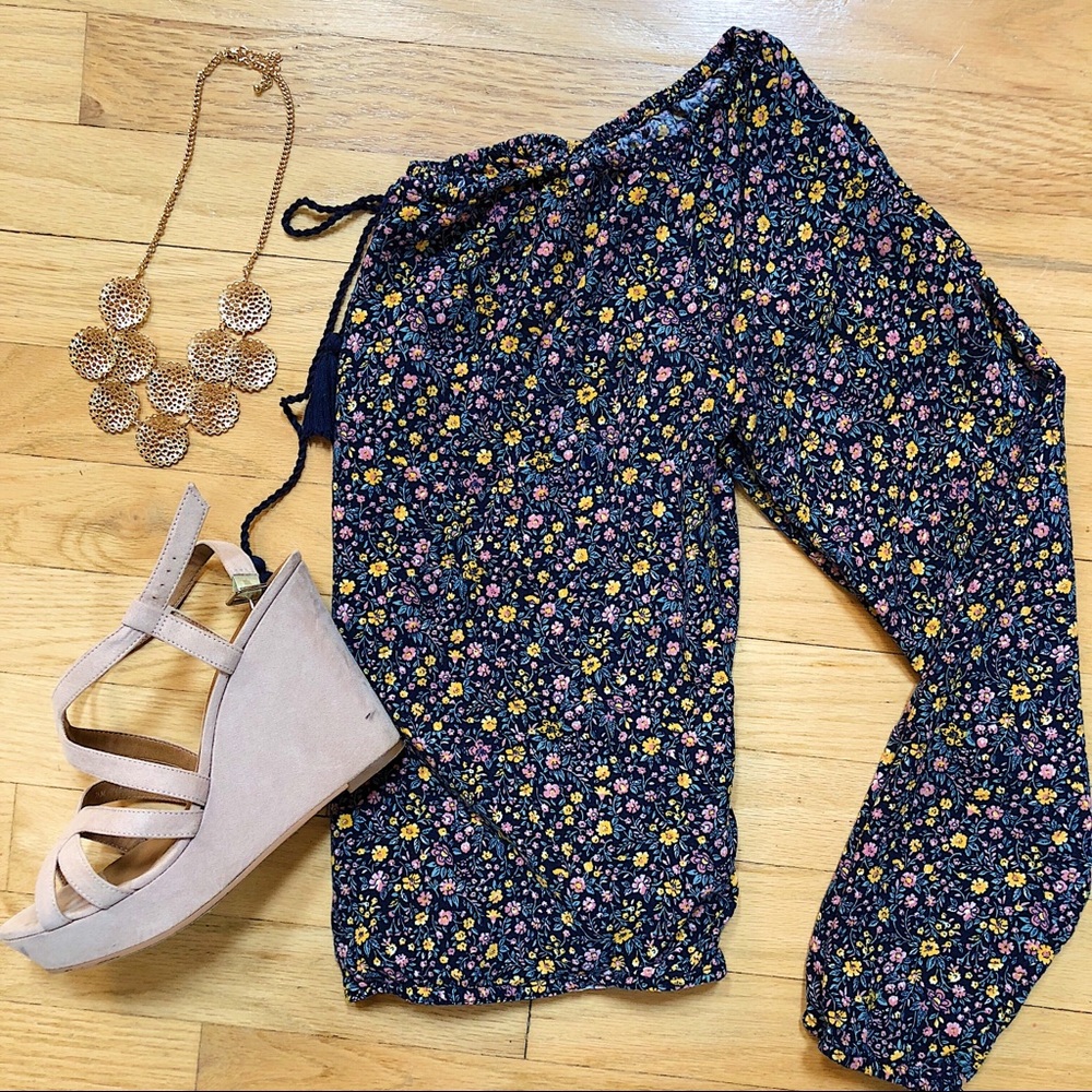 Hollister Floral Long-Sleeved Top with Ties